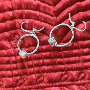 Swarovski Crystal Silver French Lever-back Earrings